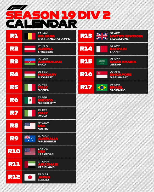 Season 16 Calendar